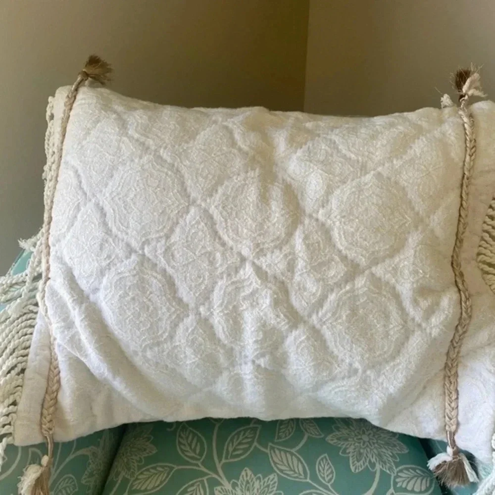 Anthropologie Tassel Textured Pillow Sham